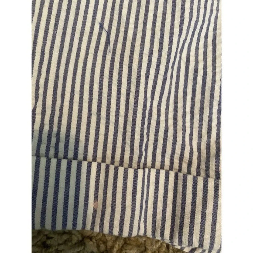 Berle Blue White Seersucker Pants Pleated Cuffed‎ 36R Cotton 29” inseam
